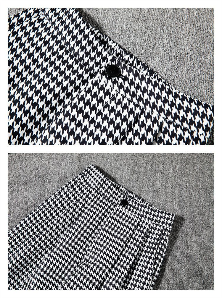 Terno feminino, jaqueta, moda profissional, tamanho pequeno, estilo pied-de-poule, casual, temperamento, para mulheres_voghion.com