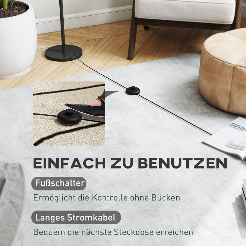 Stehlampe Mit Schirm In Mondoptik, Fußschalter, 3 Farbtemperaturen, Metall, Schwarz_voghion.com