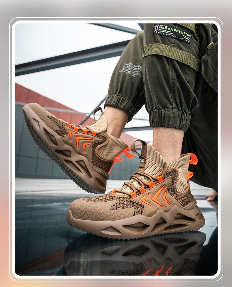 Chaussures de travail légères, résistantes aux chocs et aux perforations, avec embouts en acier et tissu respirant._voghion.com
