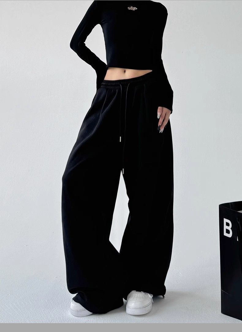Women's Casual Jogger Pants High Waist Wide Leg Lounge Pants With Pockets Soft Polyester Workout Sweatpants Streetwear Fashion_voghion.com