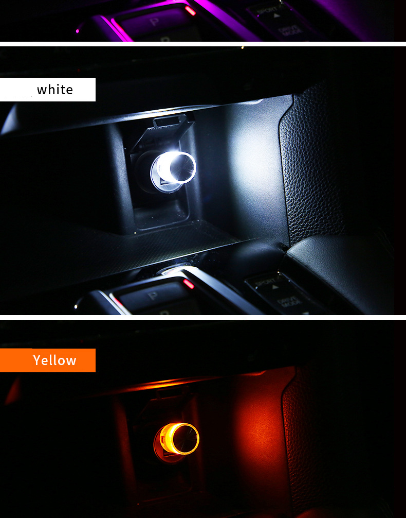 OKEEN Mini Plug-in Nacht LED USB Atmosphäre Keine Modifikation RGB Gradient Auto Umgebungslicht 1_voghion.com