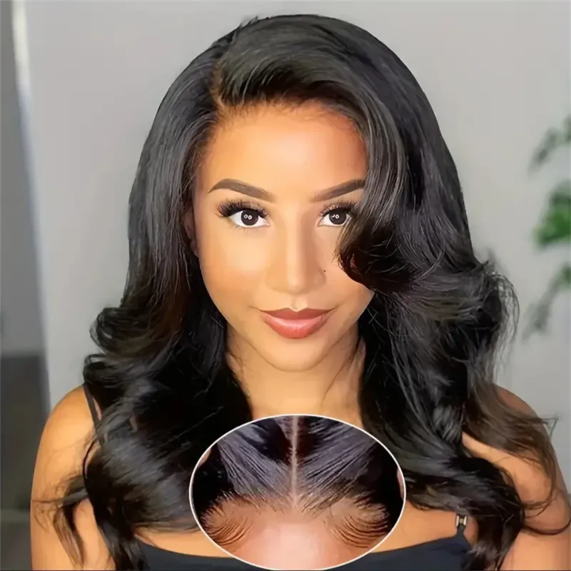 Pelucas de cabello humano sin pegamento, densidad del 180 %, onda corporal, corte bob, encaje 4x4, para mujer, 100 % natural, Remy_voghion.com
