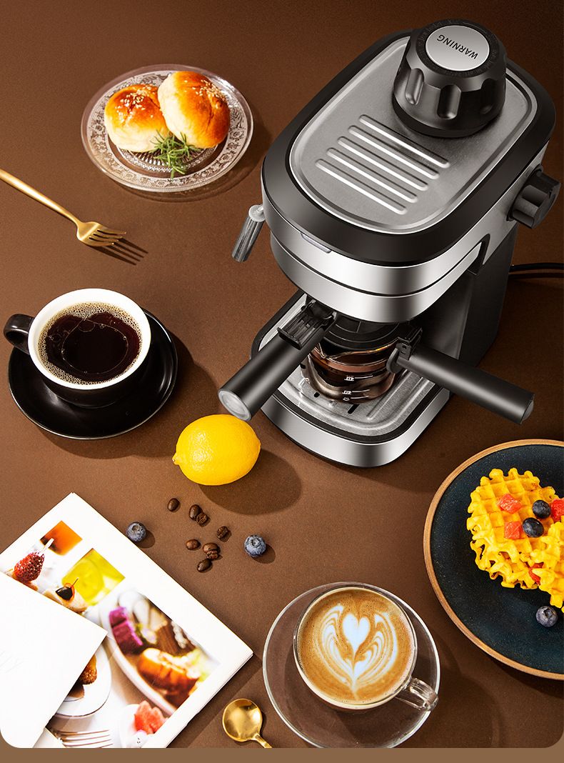 ZZUOM Halbautomatische Espressomaschine für den privaten und gewerblichen Gebrauch, Dampfmilchaufschäumer, 800 W, 0,5-l-Tank, Edelstahl, EU-Stecker_voghion.com