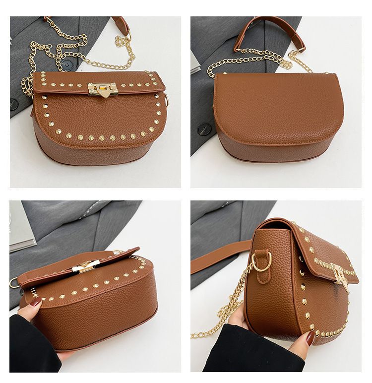 Moda casual semplice rivetto 2025 primavera personalità tendenza moda borsa a tracolla spalla sella_voghion.com