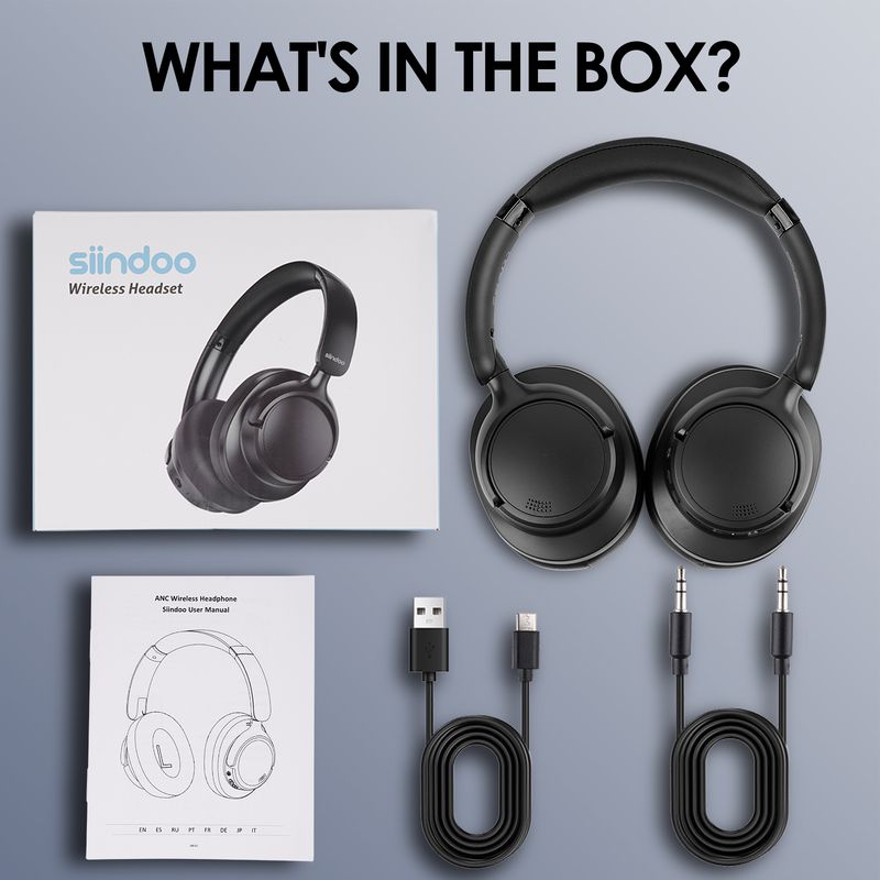 Siindoo Neue JH-ANC630 Drahtlose Kopfhörer mit aktiver Geräuschunterdrückung Over-Ear-Bluetooth-Kopfhörer mit Mikrofon 70 Stunden Spielzeit_voghion.com