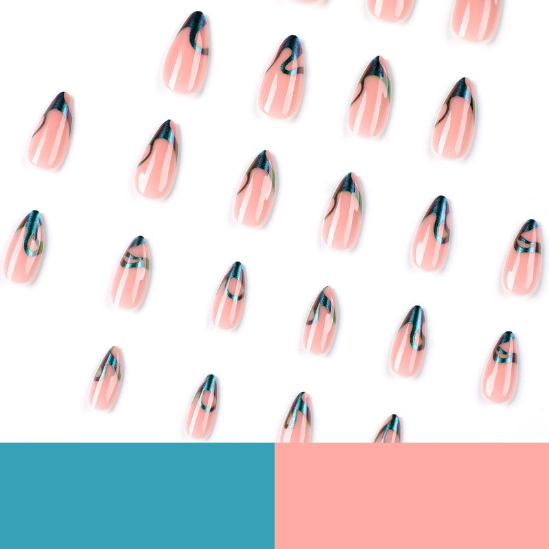 Usando pó de glitter camaleão, pratos franceses e produtos de unhas finalizados, pressione as unhas_voghion.com