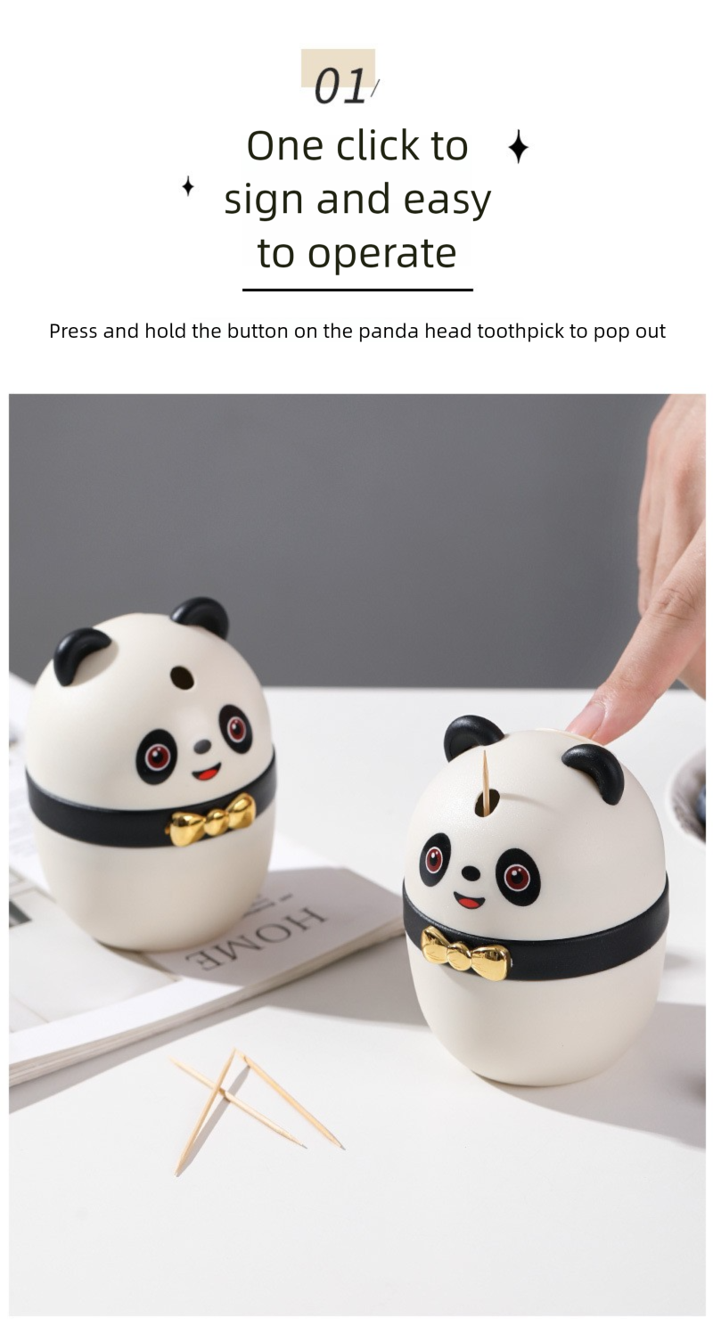 Automatischer Pop-up-Halter, hochästhetischer Heimgebrauch, personalisierte kreative süße Tube Barrel Jar Panda Zahnstocherbox_voghion.com
