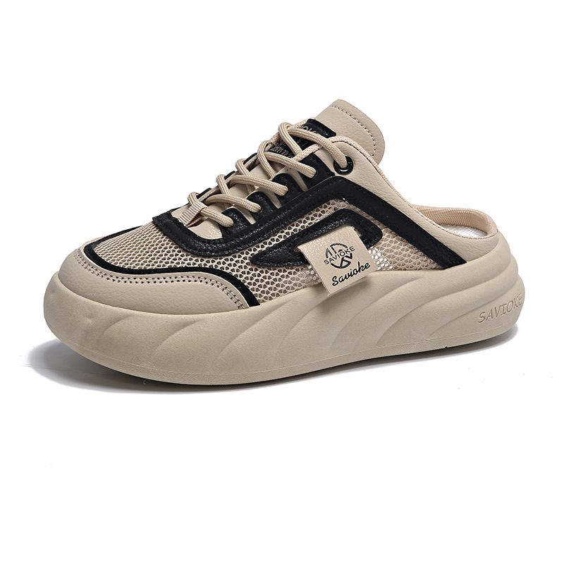 Little White Shoes Children Korean Women's Thick-soled Casual Mesh Breathable Half-drag Board Shoes Tide_voghion.com