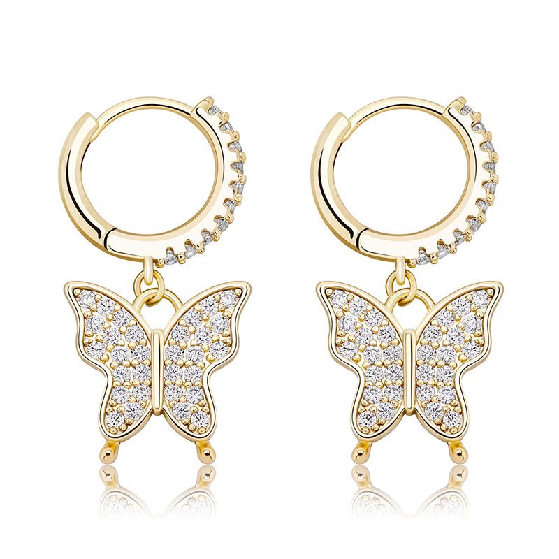 Vlinder-oorbellen met zirkonia voor dames - Hiphop-blingsieraden (eenvoudig en stijlvol)_voghion.com