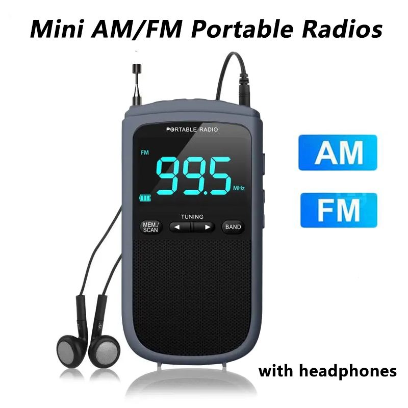 Mini AM/FM Portable Radios Pocket Receiver Stereo Speaker Rechargeable Radio With Alarm Clock For Outdoor Weather_voghion.com