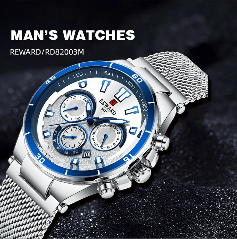 Men Wristwatch Luxury Waterproof Stainless Steel Watches Fashion Calendar Chronograph Wrist Watches Gift for Him_voghion.com