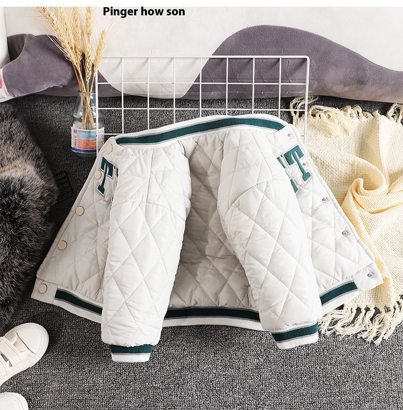 Boys' outerwear, handsome children's baseball jersey autumn winter, girls' winter outfit, cotton jacket, worn as_voghion.com