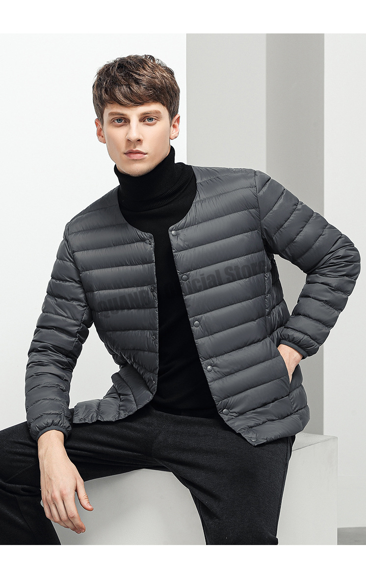 Men's Liner Duck Down Jacket O-neck Variable V-neck 2023 New Men Winter Keep Warm Collarless Ultralight Quilted Puffer_voghion.com