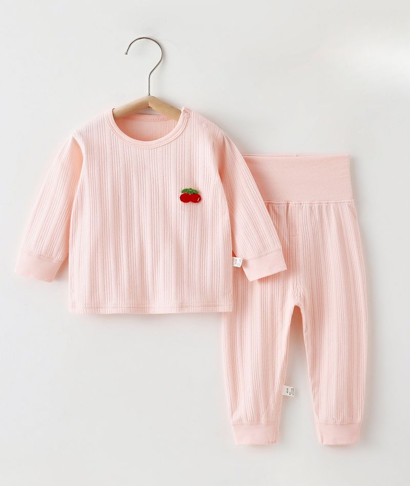Baby Long Johns Set Cotton High Waist Long Johns For Boys And Girls Long Sleeves Split Pajamas Pure Cotton Children's Set_voghion.com