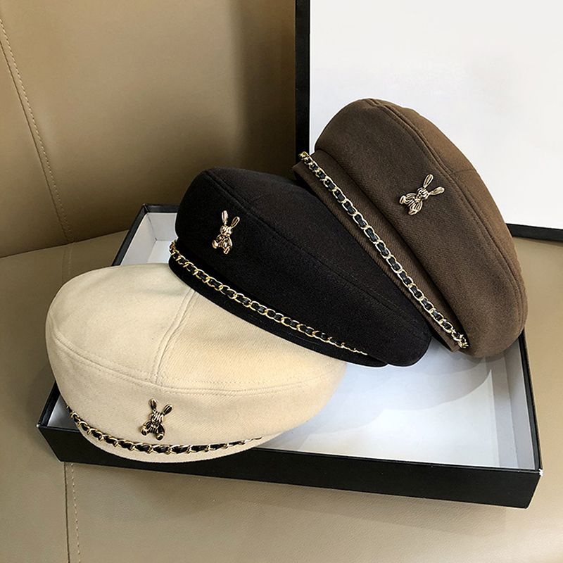 Gorąca sprzedaż kobiet królik beret styl dla francuskiego artysty ciepła zimowa czapka beanie jednolity kolor elegancka dama wszystkie dopasowane czapki malarza_voghion.com