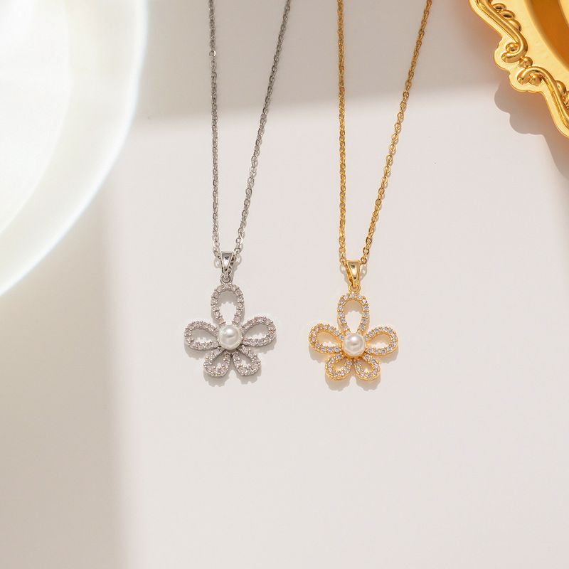 New Five petal Flower Women's Sunflower Collar Chain Elegance Camellia Earrings Necklace Accessories_voghion.com