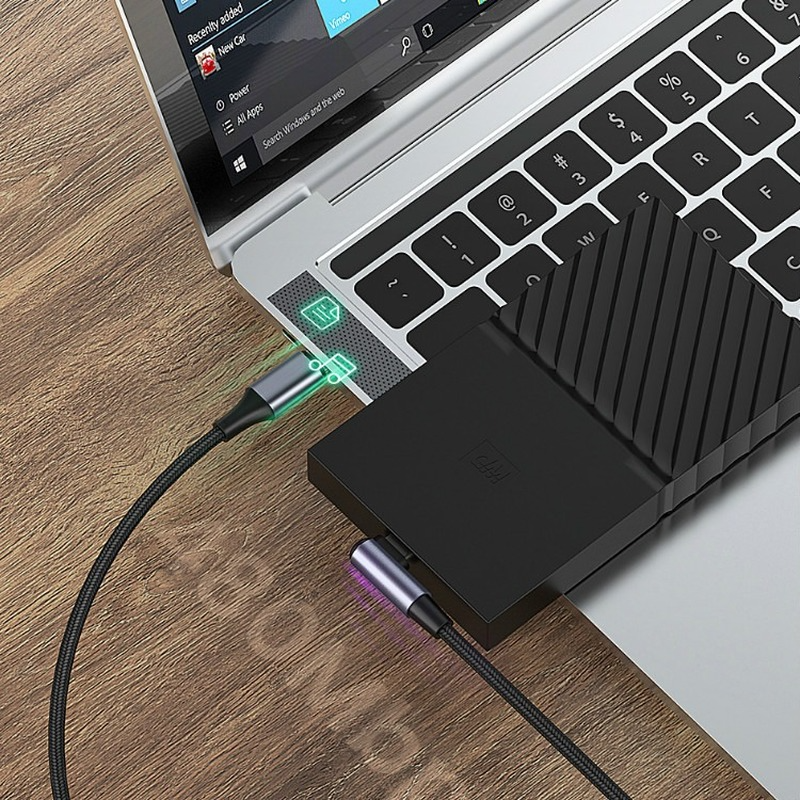 Typ 100W USB C op USB-C 5A rechtwénkleg PD Schnellladung Datumslinn gëeegent fir Bicher Samsung Xiaomi Huawei -_voghion.com