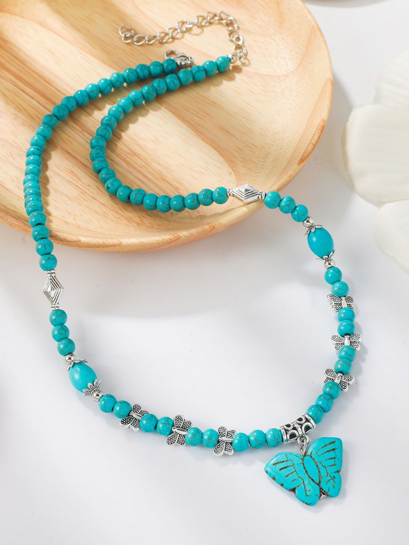 Bohemian Ethnic Wind Turquoise Necklace Female_voghion.com