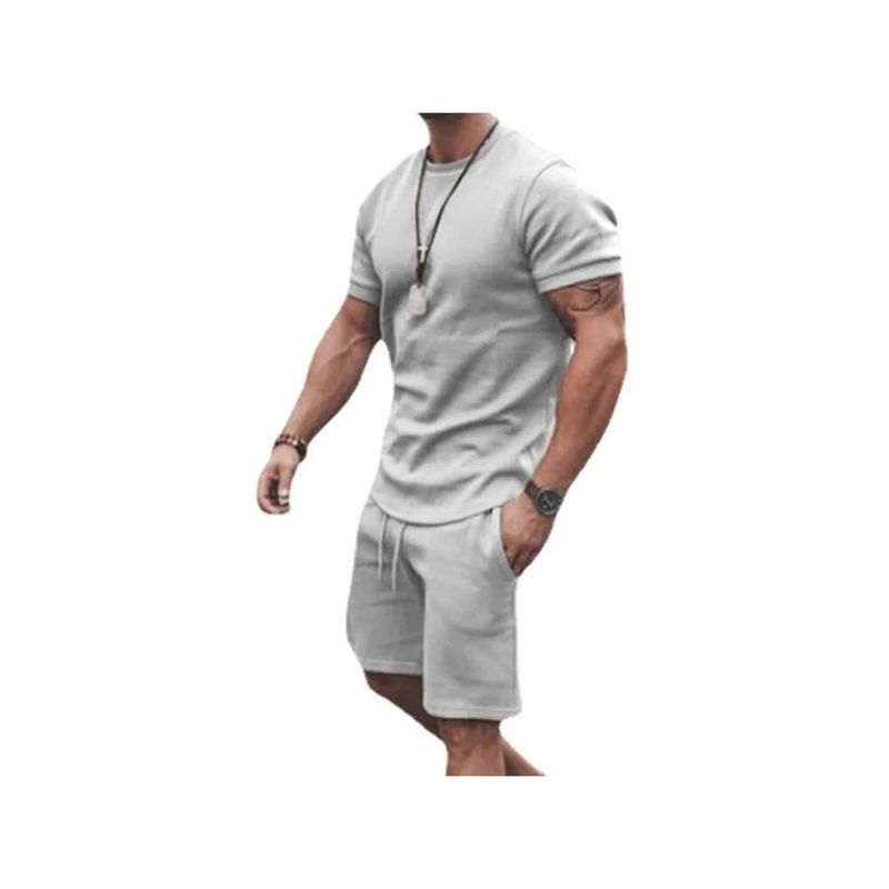 New men's casual sports oversized set, summer street short sleeved shorts,_voghion.com