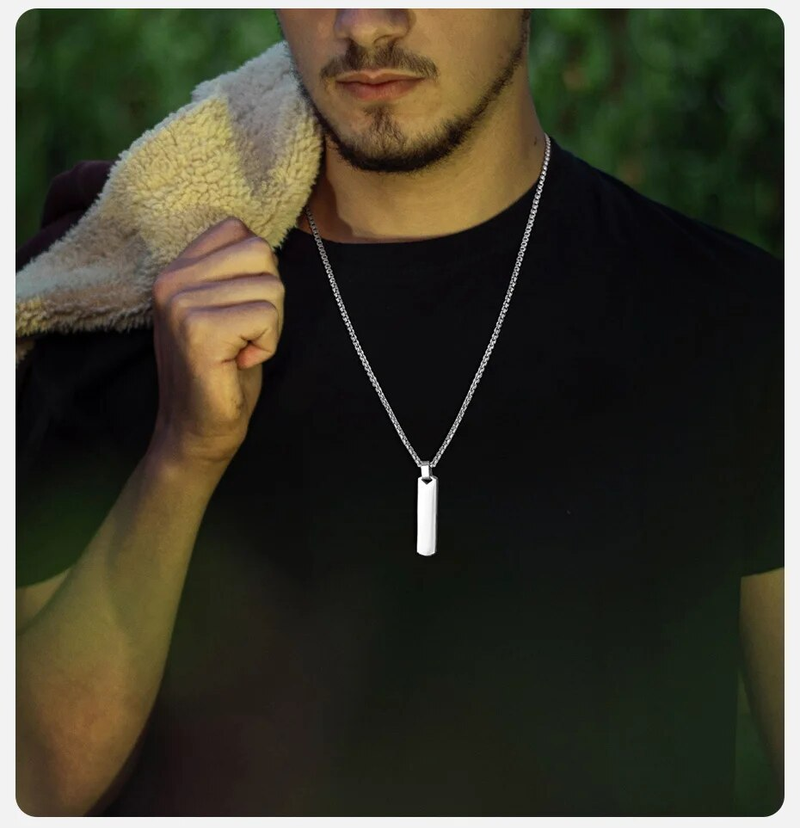 Collana con iniziale Vnox alla moda da uomo, ciondolo con barra verticale geometrica spessa con lettere dalla A alla Z, colletto semplice casual, regalo per lui_voghion.com