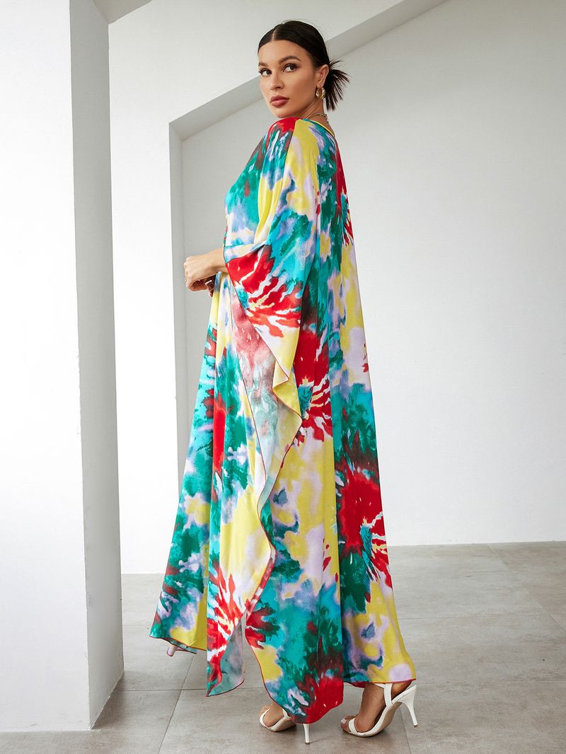 Bohemian katoenen maxi-jurk – oversized strandjurk, zwierige tuniek voor dames, plus-size zwembroek met levendige prints_voghion.com