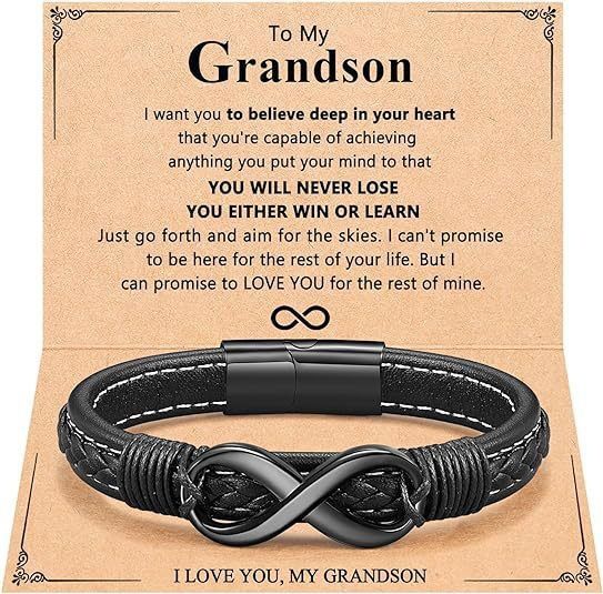 Bracciale da uomo in acciaio inossidabile con forma magnetica nera a forma di 8 "To My Man"_voghion.com