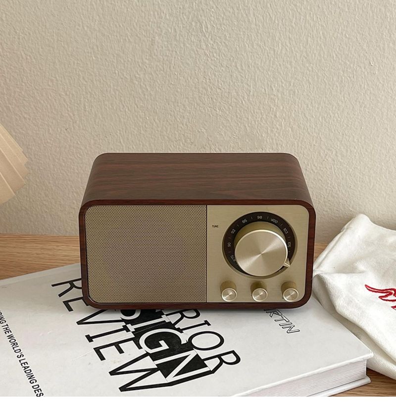Kreatywny drewniany ładny Bluetooth Audio Retro przenośny subwoofer Sound Box Radio Photo Props z anteną_voghion.com