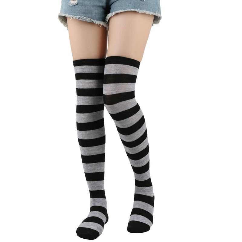 Chrëschtdag Strécken gesträifte Uewerschenkel Iwwer Knéi COS Anime Party Long Socks Fraen_voghion.com