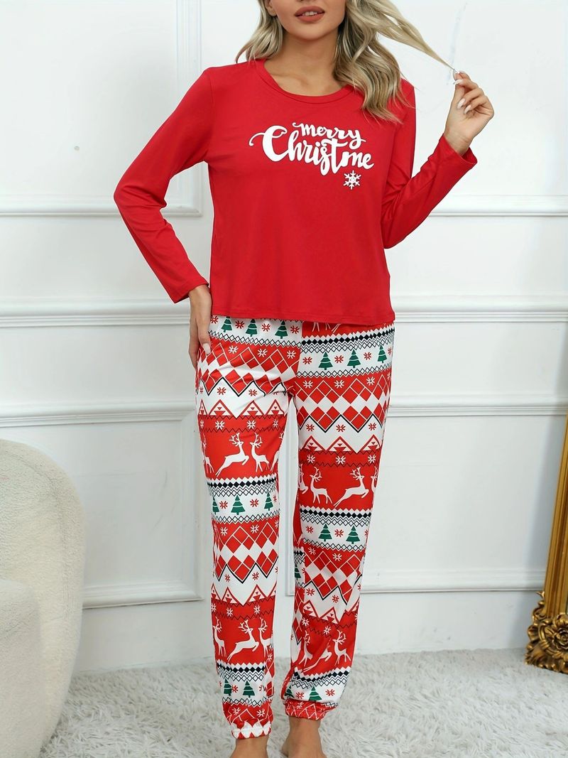 2023 Autumn And Winter New Home Women's Christmas Printed Long Sleeve Set Pajamas_voghion.com