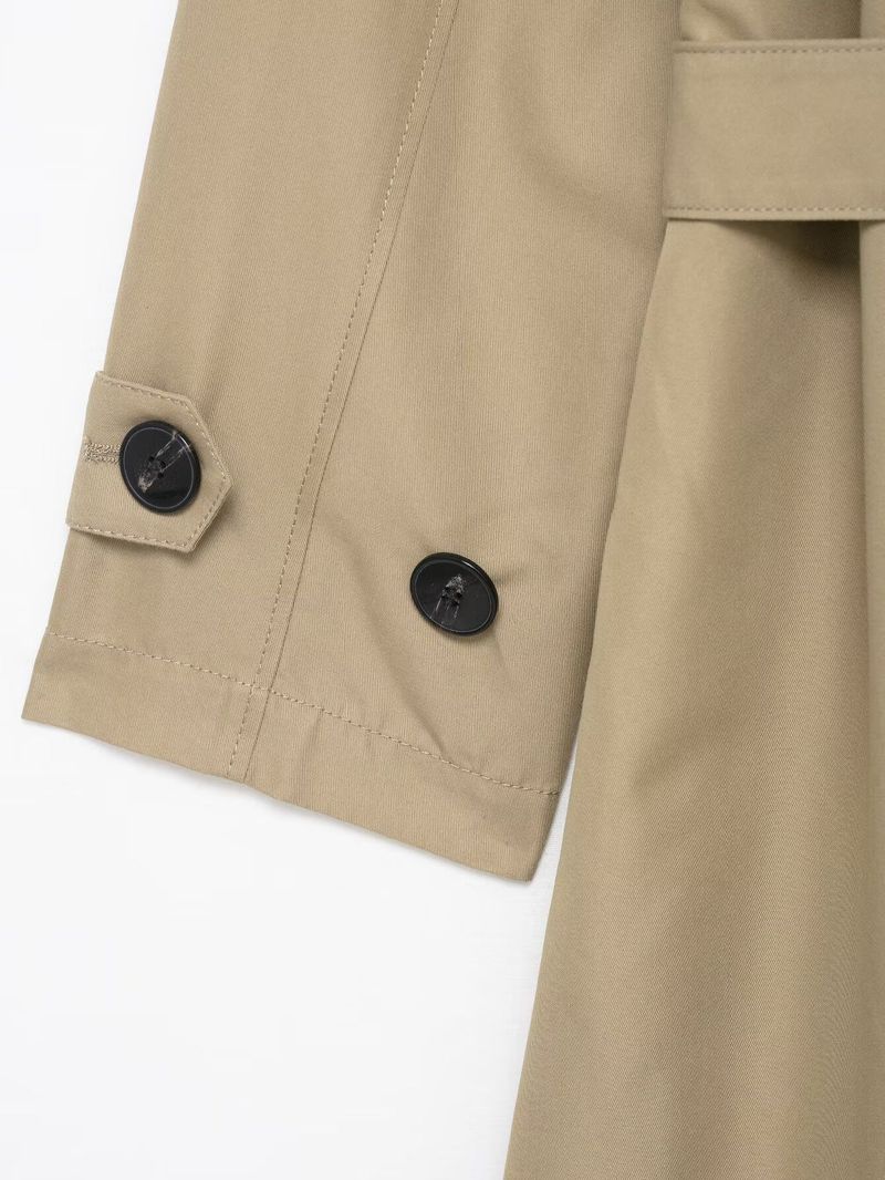 Trench classico doppiopetto con cintura: eleganza senza tempo per donna (XS-L, poliestere, cachi, antipiega e versatile)_voghion.com