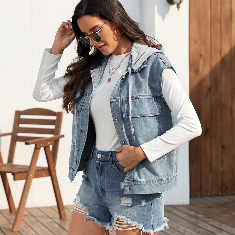 Ženska odjeća Ljeto Novi stil Oprani Jednoredni Traper Vest Prsluk Trend_voghion.com