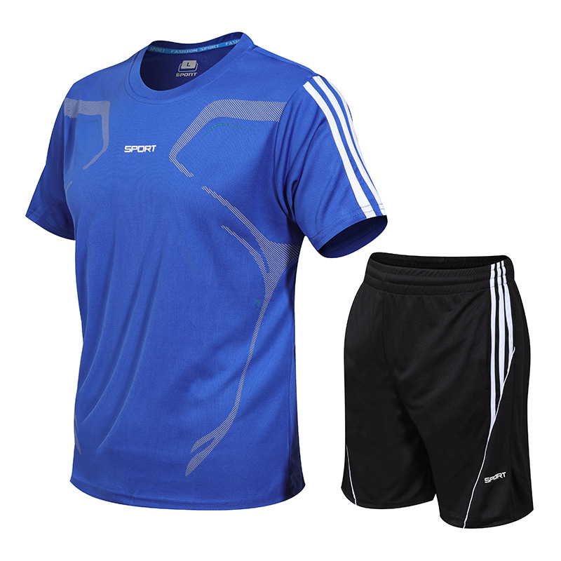 Summer men's outdoor sports suit short sleeved quick drying clothes, breathable team size running fitness suit_voghion.com