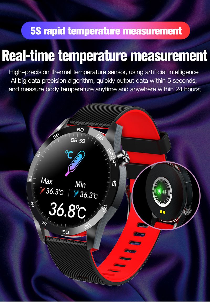 Smarte armbånd Rakuten Yahoo F22L Smart armbånd Registrerer kroppstemperatur, blodoksygen, puls, sportsarmbånd Informasjonspåminnelse_voghion.com