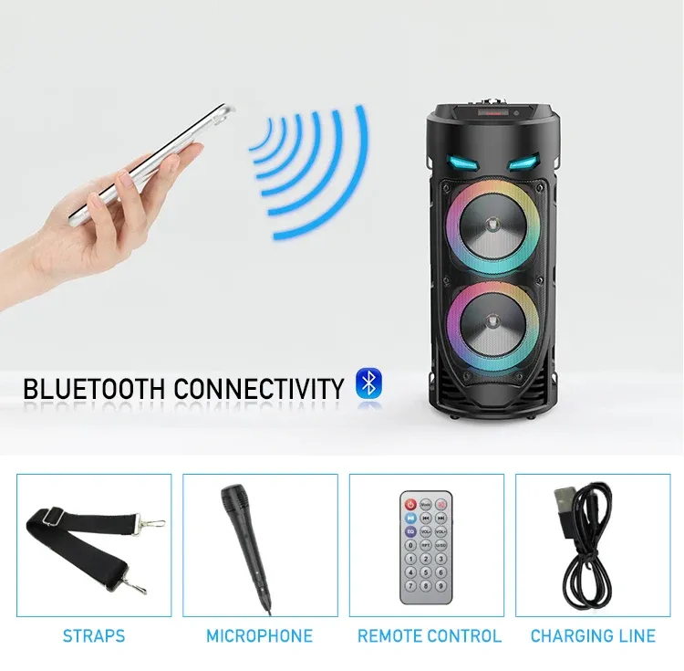 30W Wireless Column Big Power Stereo Portable Bluetooth Speaker Subwoofer Bass Party Speakers With Microphone Family_voghion.com