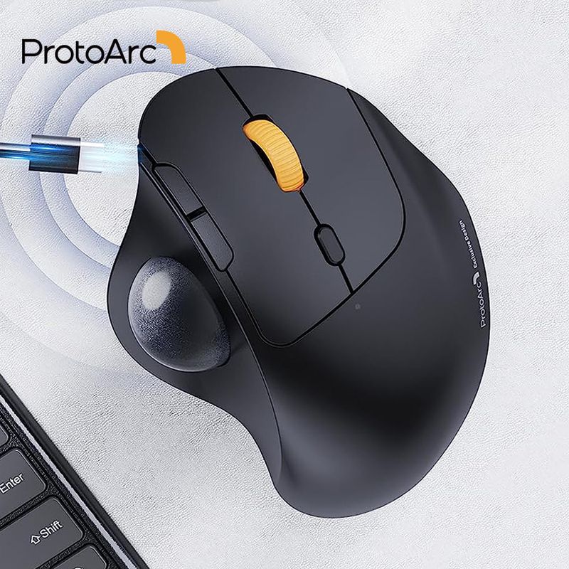 ProtoArc Wireless Trackball 2.4g Ergonomic Rollerball Mouse Rechargeable Bluetooth Computer Mice 3 Device Connection_voghion.com
