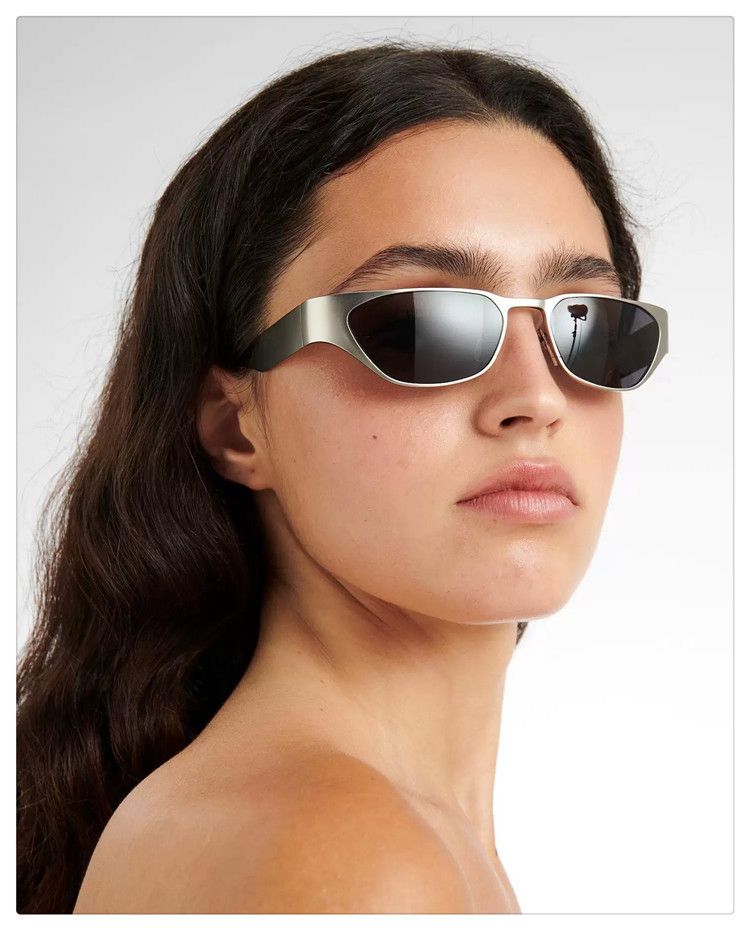 American Style Metal Cat Eye Personalized Concave Shaped For Hot Girls On The Street Fashionable UV Resistant Sunglasses_voghion.com