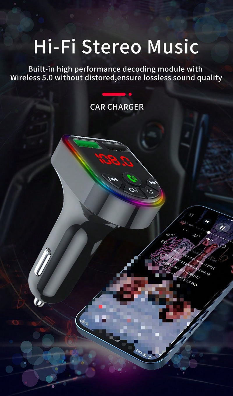 MP3 Çalar Bluetooth Eller Serbest Telefon Navigasyon Arama Çift USB Hızlı Şarj Araç Aksesuarları_voghion.com
