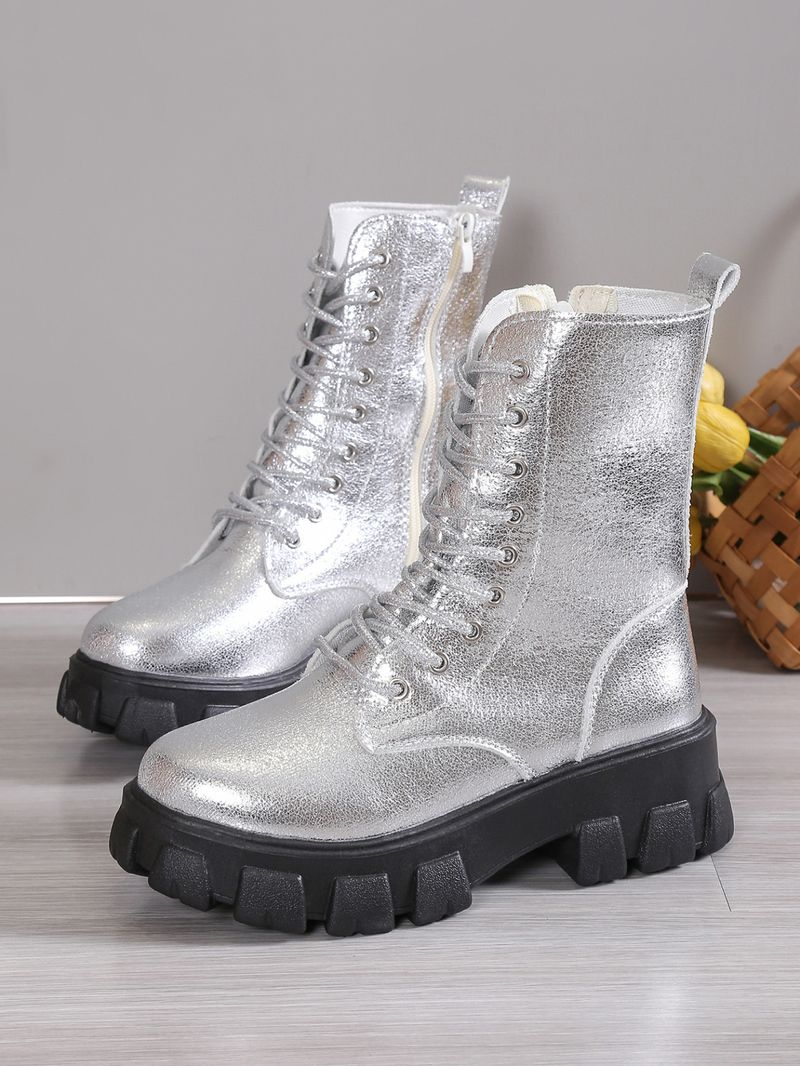 2024 vendita calda scarpe da donna stringate autunno punta tonda da donna piattaforma solida prova di acqua canna corta di grandi dimensioni nudo_voghion.com