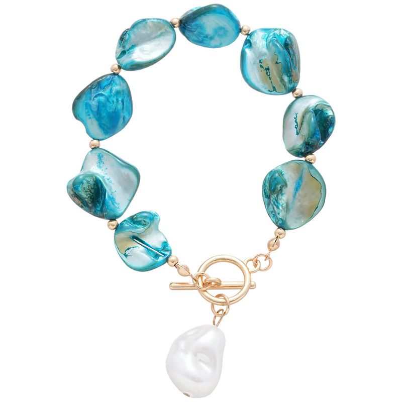 Unregelmäßige Muschel, Seestern, Perlenkette, Armband, Ring, Strandurlaubsstil, Schlüsselbeinkette, leichter Luxus,_voghion.com