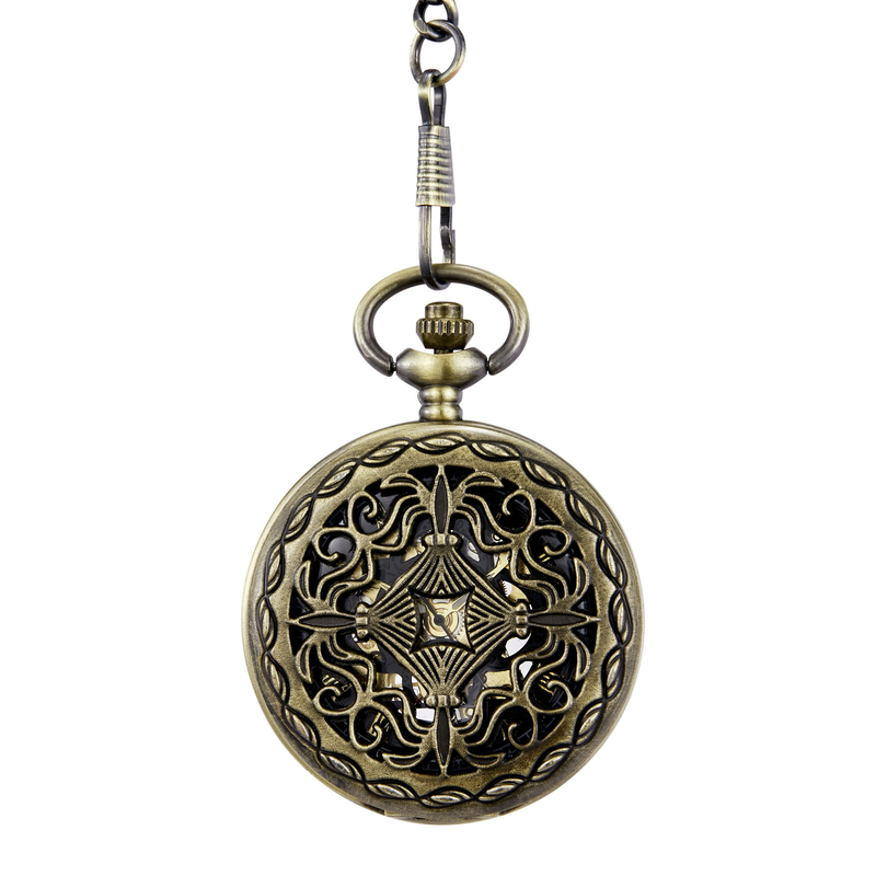 Elegant Carved Hollow Pattern Semi-Automatic Mechanical Pocket Watch Gift For Men And Women_voghion.com