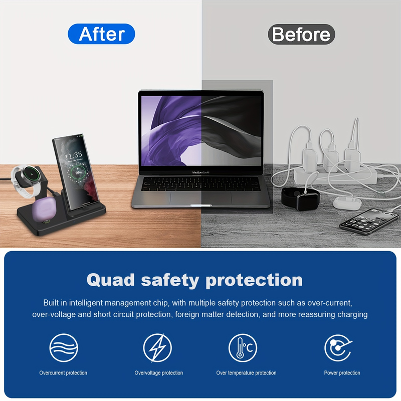 Ladestation Android Mobiltelefon Flere Enheder 3 I 1 Hurtig Opladningsstativ_voghion.com