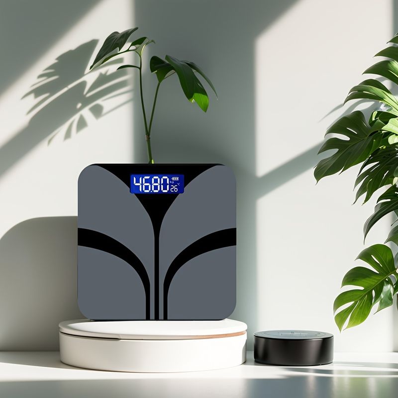 1 szt. Elegancki czarny cyfrowy z wyświetlaczem LCD – mierzy wagę, temperaturę i procent tkanki tłuszczowej, nowoczesny design, AAA_voghion.com