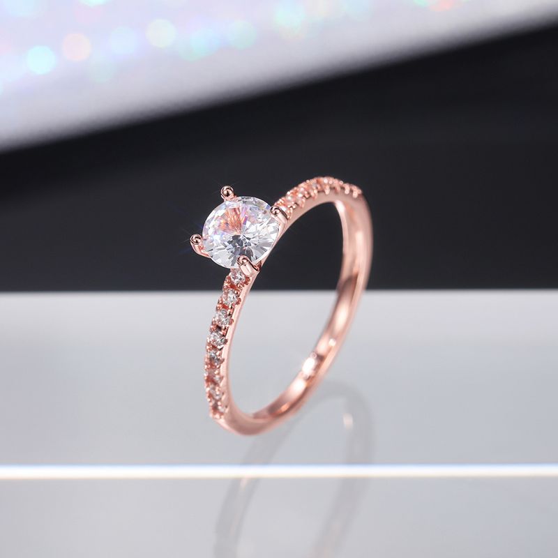 Pronto Stock Huitan Wedding Band Eternity Donne Brillante Rotondo Zirconia Anelli di Fidanzamento Sottile Elegante Gioielli Femminili Drop Ship_voghion.com