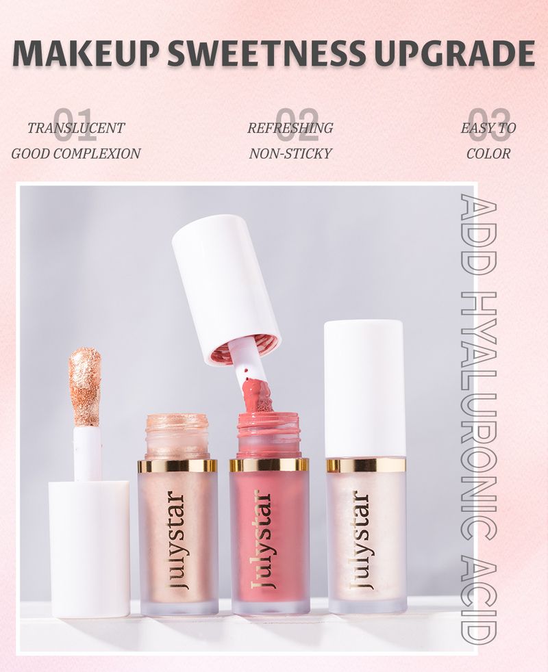 Julystar Long-Lasting Pearlescent Face & Lip Makeup Set - Blush Liquid, Highlighter & Contour For Natural Radiance_voghion.com
