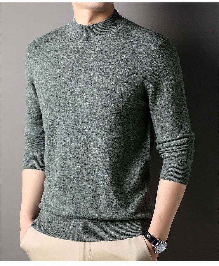 Abbigliamento maschile Maglione di lana da uomo autunno e inverno abbigliamento maschile giovanile maglione di base lavorato a maglia multicolore intimo in lana maglione a collo alto_voghion.com