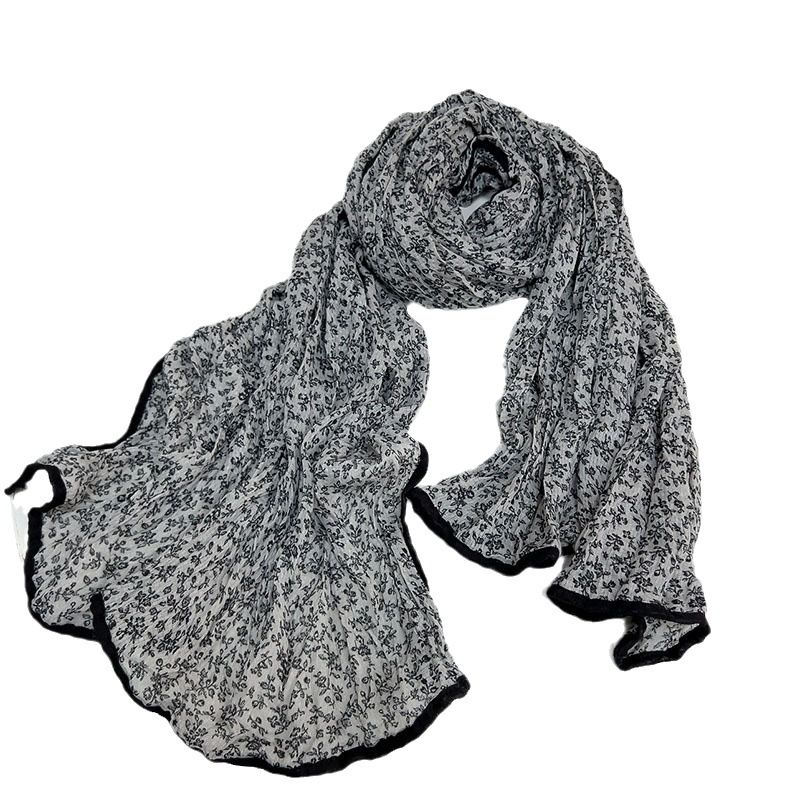 Sciarpa da donna in seta, stile coreano, sottile e traspirante, stile autunno-inverno, nuova moda floreale, versatile, artistica_voghion.com