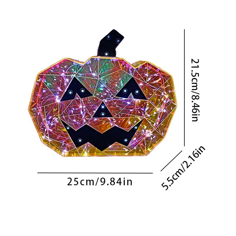 Iridescent Glowing Flat Colorful LED Halloween Party Decoration Gift Ghost Festival Pumpkin Light Model Display_voghion.com