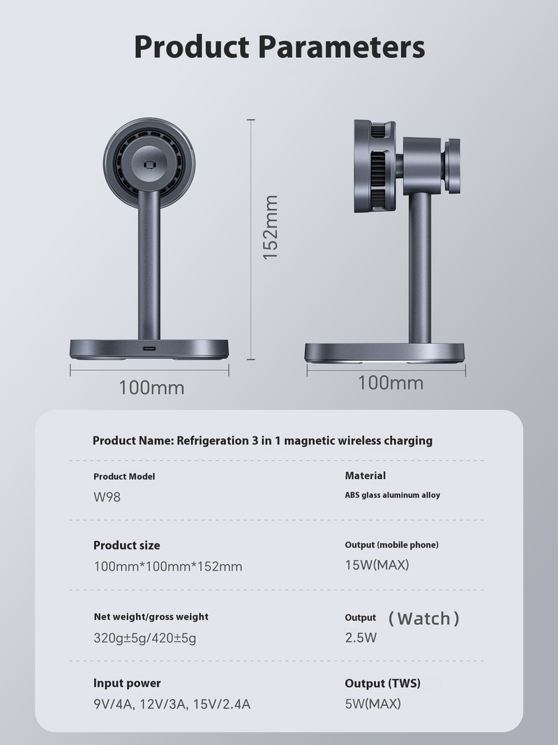 Nuova stazione di ricarica wireless magnetica, refrigerazione a semiconduttore, supporto magnetico per telefono cellulare tre in uno con ricarica rapida da 15 W_voghion.com