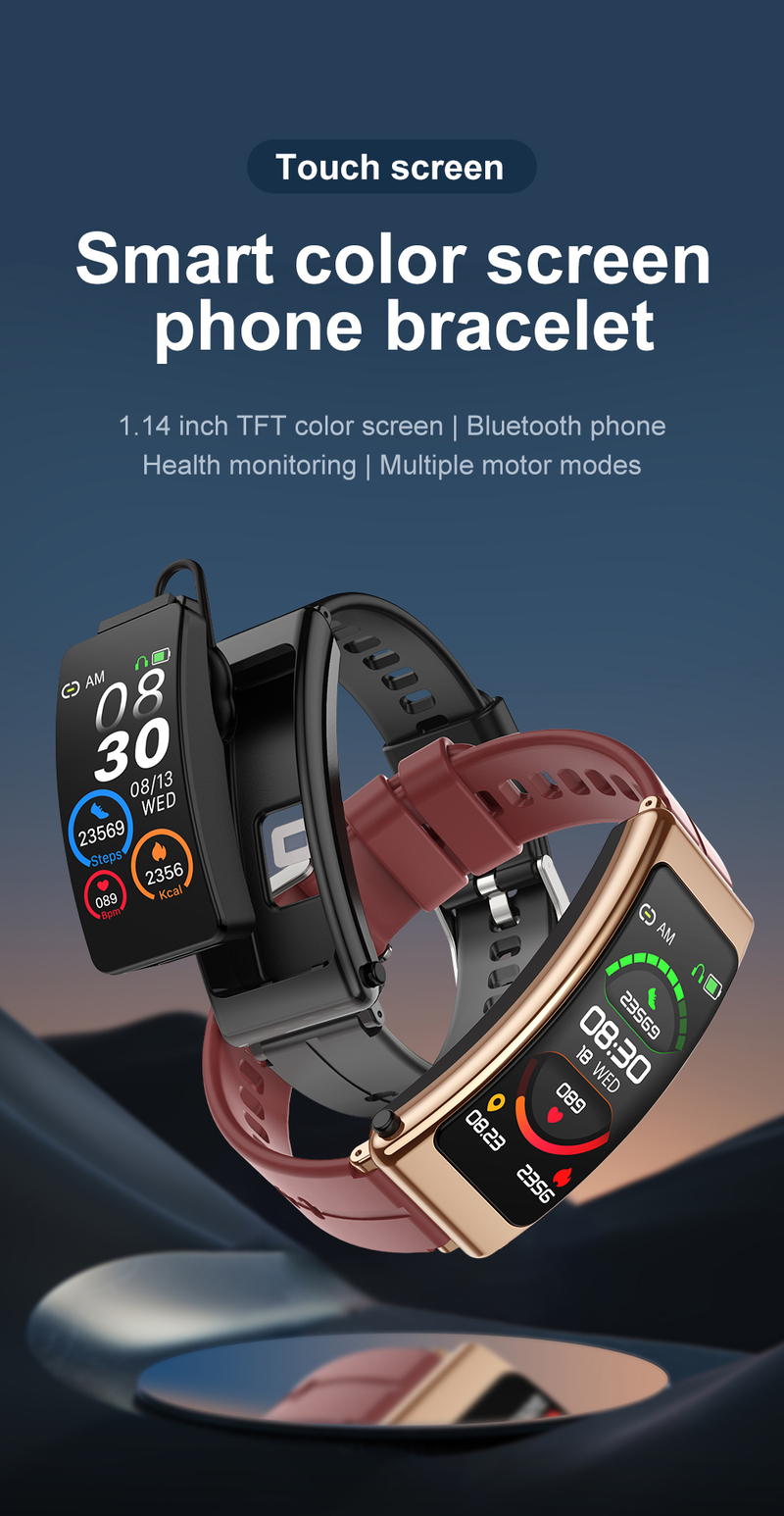 Smartwatch touch screen K13 con auricolari wireless, braccialetto intelligente 2 in 1_voghion.com