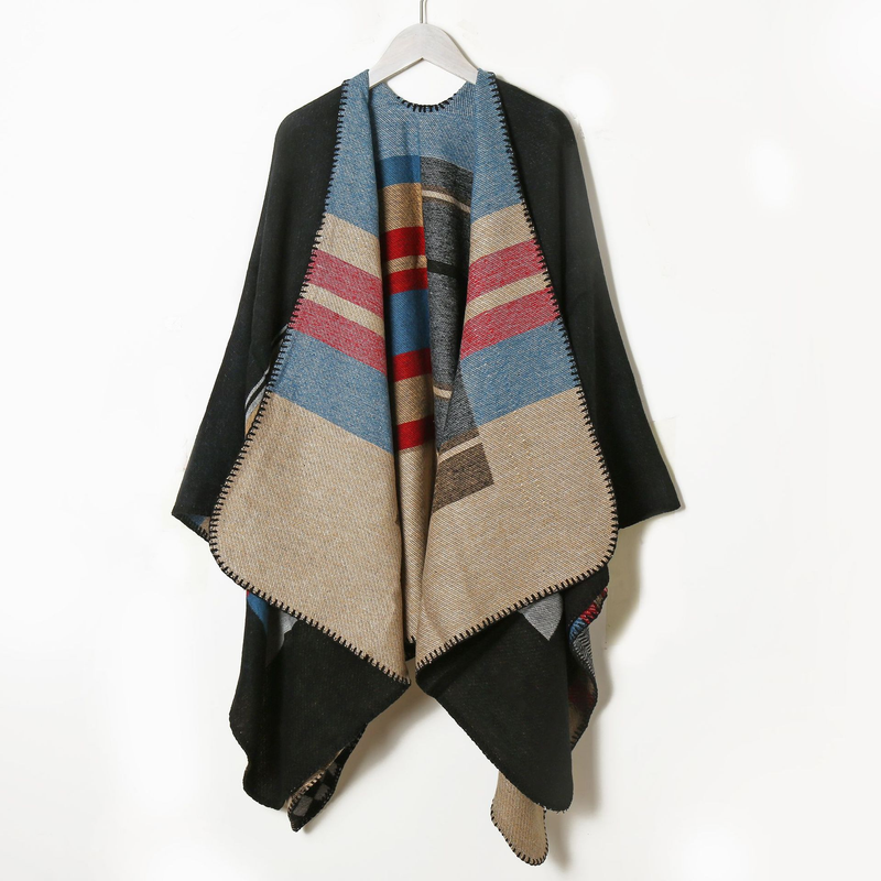 Autumn and winter warm scarves, ethnic style split shawl, dual-purpose thickened Nepal tourism cloak, air-conditioned_voghion.com